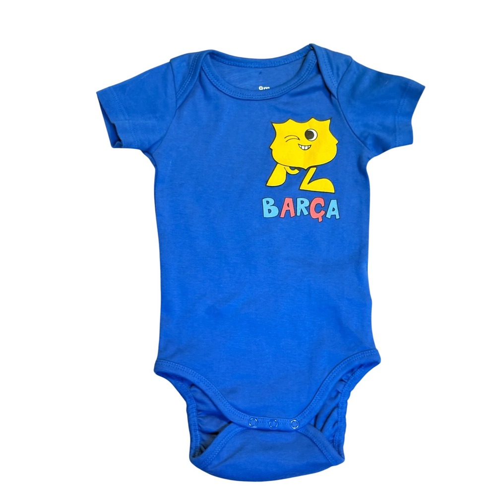 FC Barcelona Bodysuit Kids 9M Blue Barça Crest Short Sleeve Romper